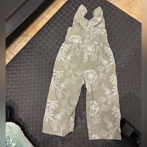 Zara Olive Green Smocked Detail embroidered jumpsuit